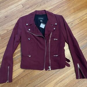 Club Monaco Burgundy Biker Jacket